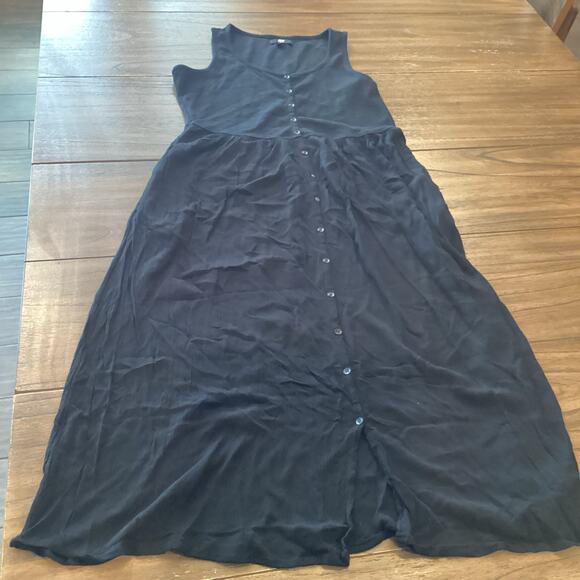 Frye Ladies Button Front casual fall sleeveles long Midi maxi Dress black New S - Picture 6 of 8